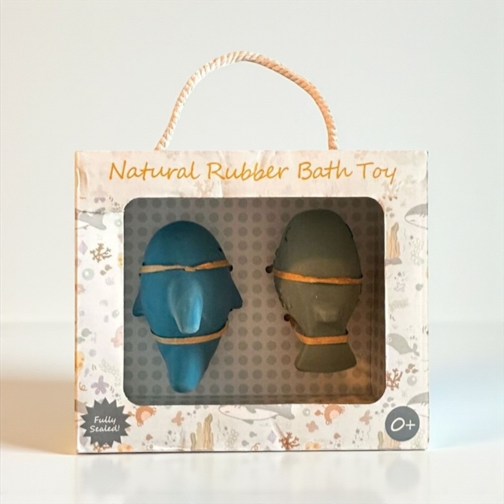 Natural Rubber Bath Toy Whale Shark Duo Fully Sealed For Hygiene BPA Free
